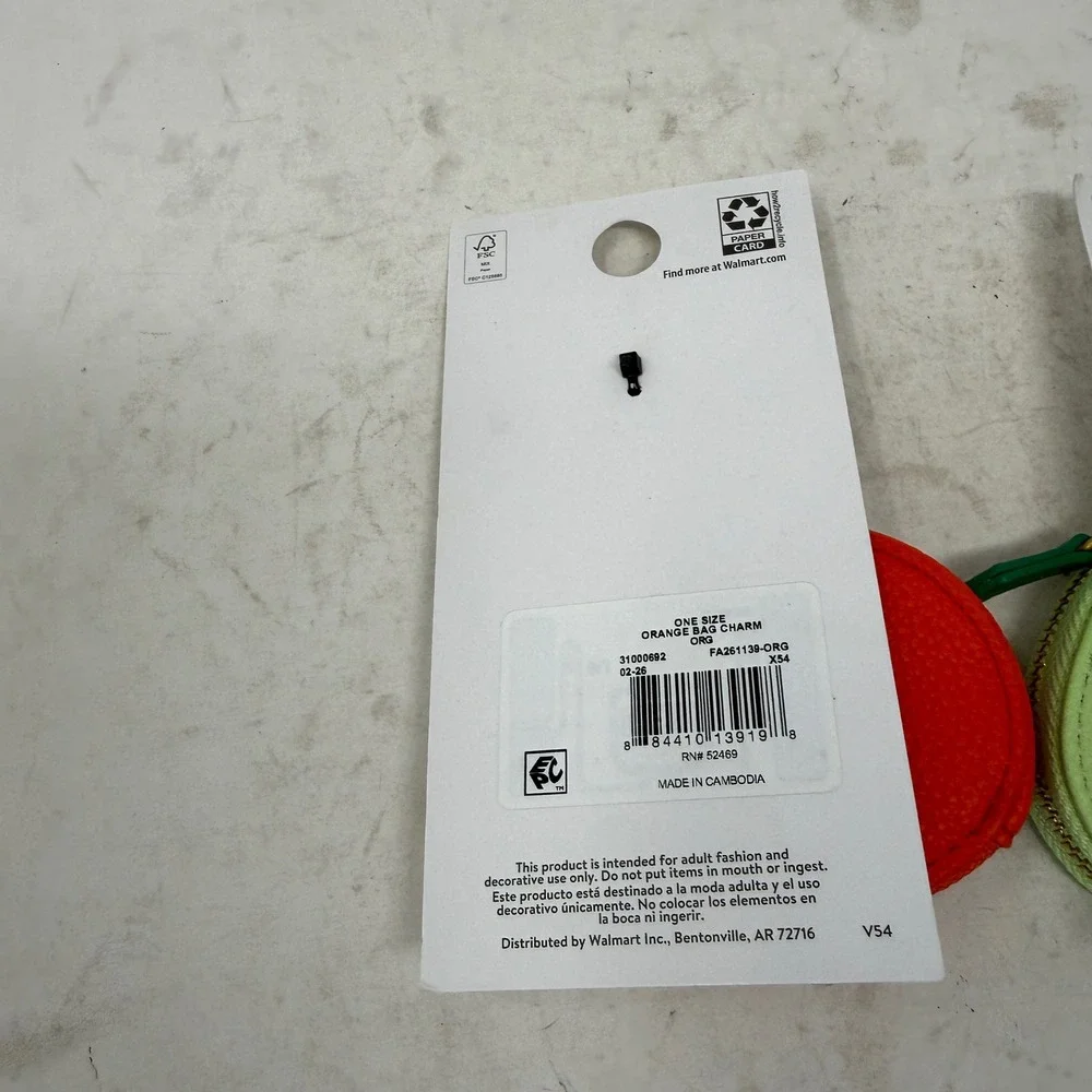 Free Assembly Fruit Bag Charm Set Orange Pear Lemon Multicolored Unisex One Size